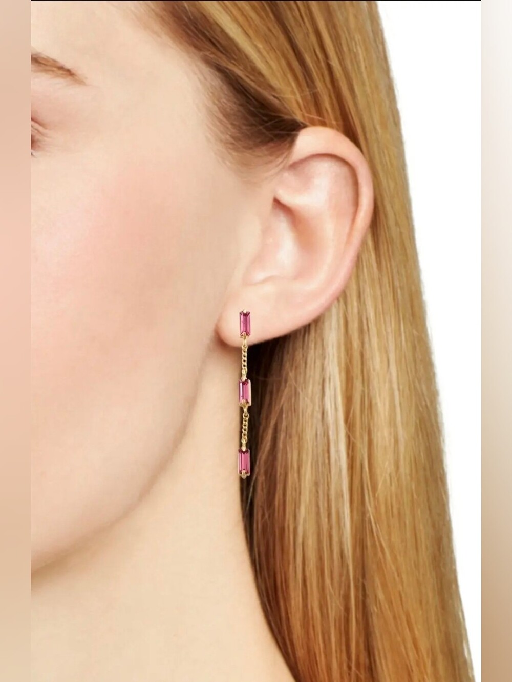 Aqua Three Stone Linear Drop Earrings